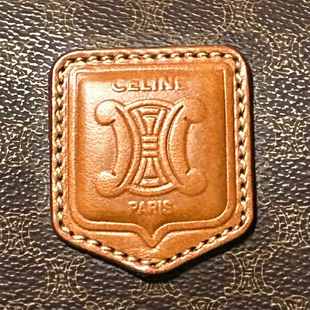 CELINE セリーヌ ボストンバッグ マカダム柄 茶系 ネームタグ 南京錠
