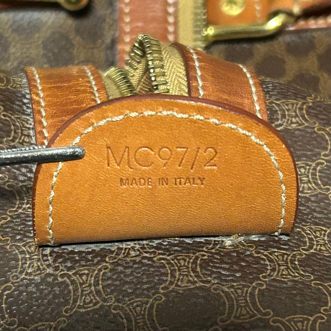 CELINE セリーヌ ボストンバッグ マカダム柄 茶系 ネームタグ 南京錠