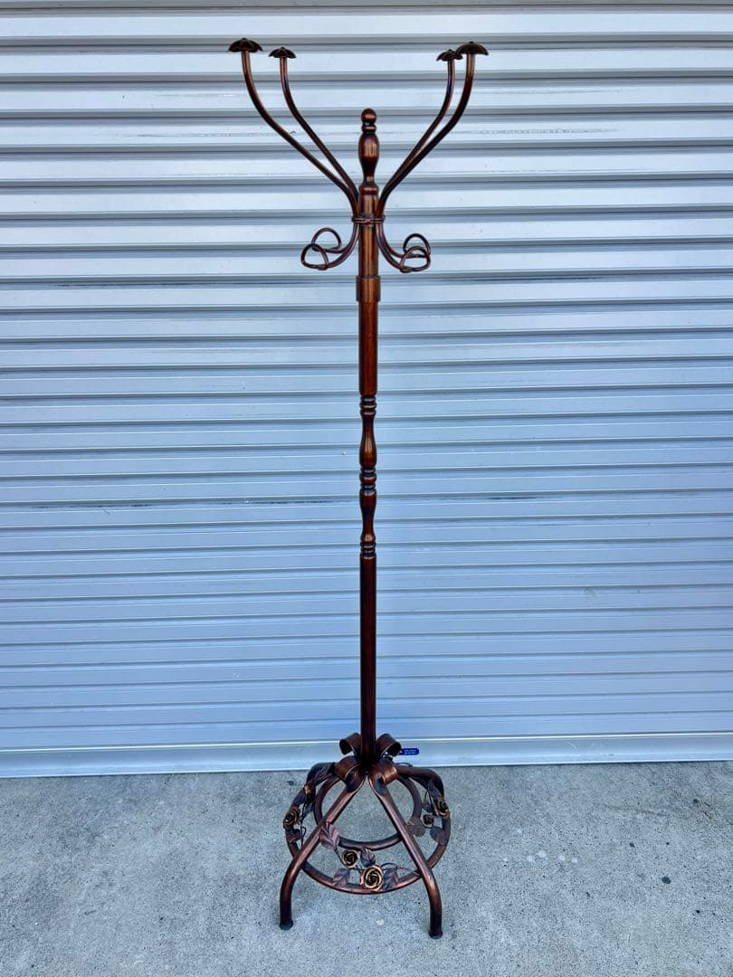 Y*O様 ブロンズ コートハンガー 5フック付き 薔薇のレリーフ　【アンティーク
