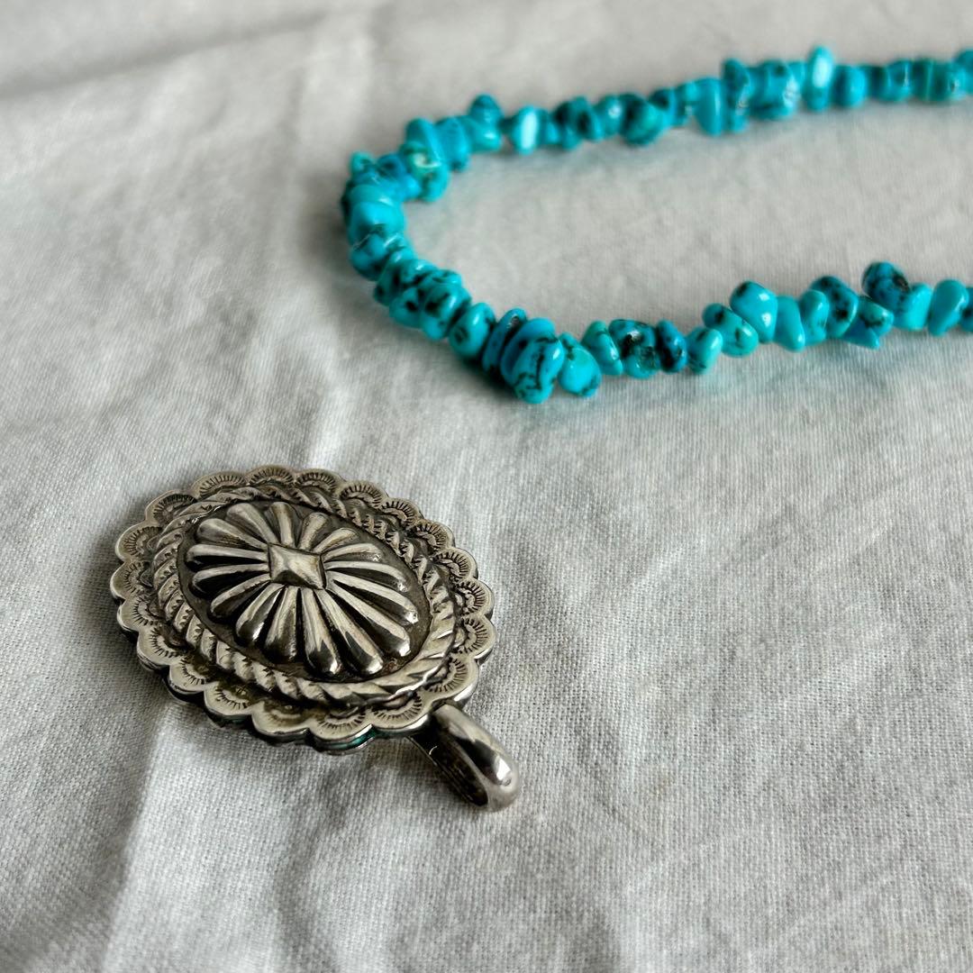 インディアンジュエリー　ネックレス　ターコイズ　ターコイズナゲット　ナバホ　ズニ