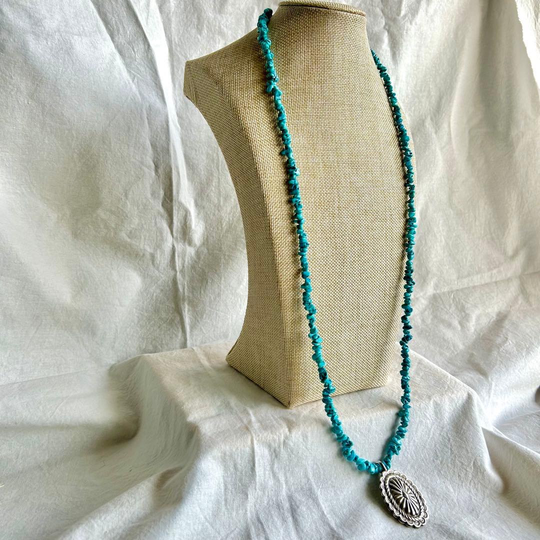 インディアンジュエリー　ネックレス　ターコイズ　ターコイズナゲット　ナバホ　ズニ