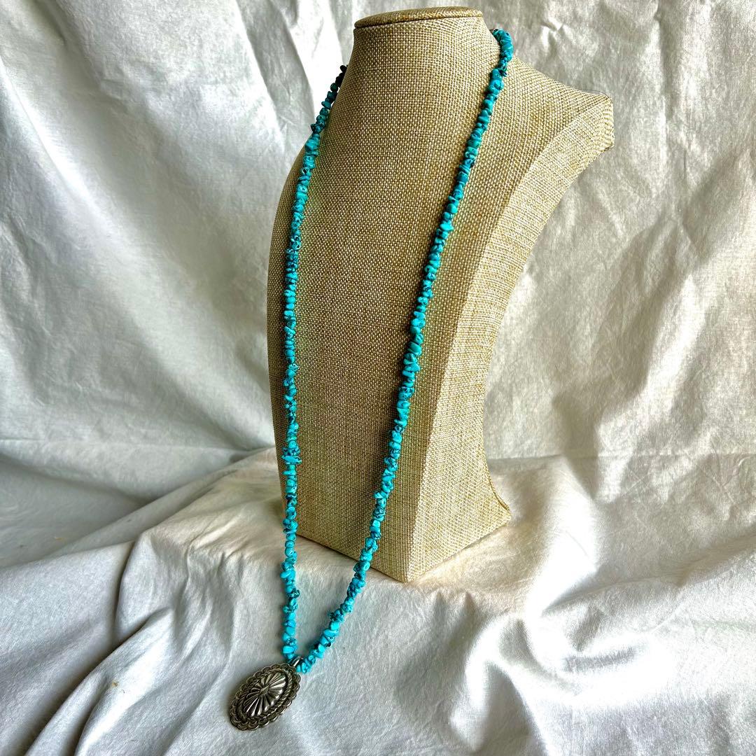 インディアンジュエリー　ネックレス　ターコイズ　ターコイズナゲット　ナバホ　ズニ
