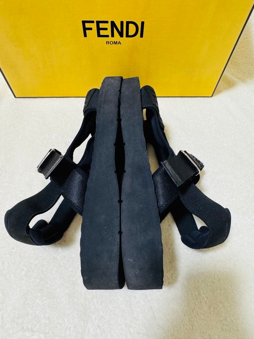 【美品・箱有】FENDI フェンディ テクニカルファブリック サンダル ブラック