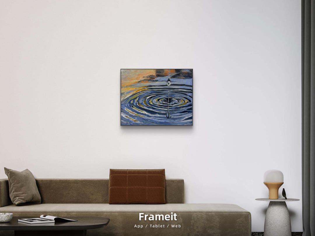 【アクリル画】一滴の影響｜中型｜原画｜ペインティングナイフ｜F6号サイズ