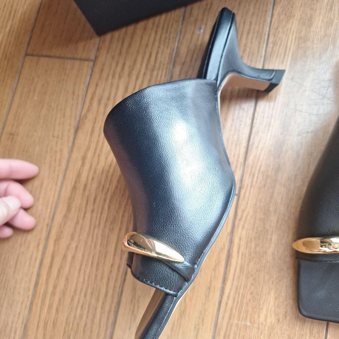 レディース　新品未使用　ROPE ブラック ミュール ゴールドリング23.5