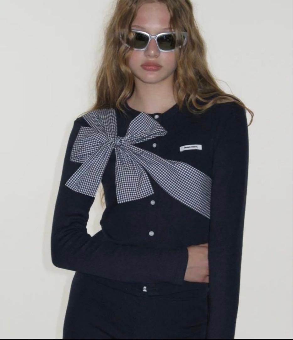 crank Ribbon Tide Knit Cardigan Nav ★聖奈様