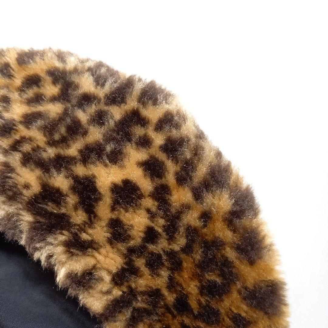 80s 90s レオパード フェイクファー ベレー帽 57 毛皮 ハット 帽子