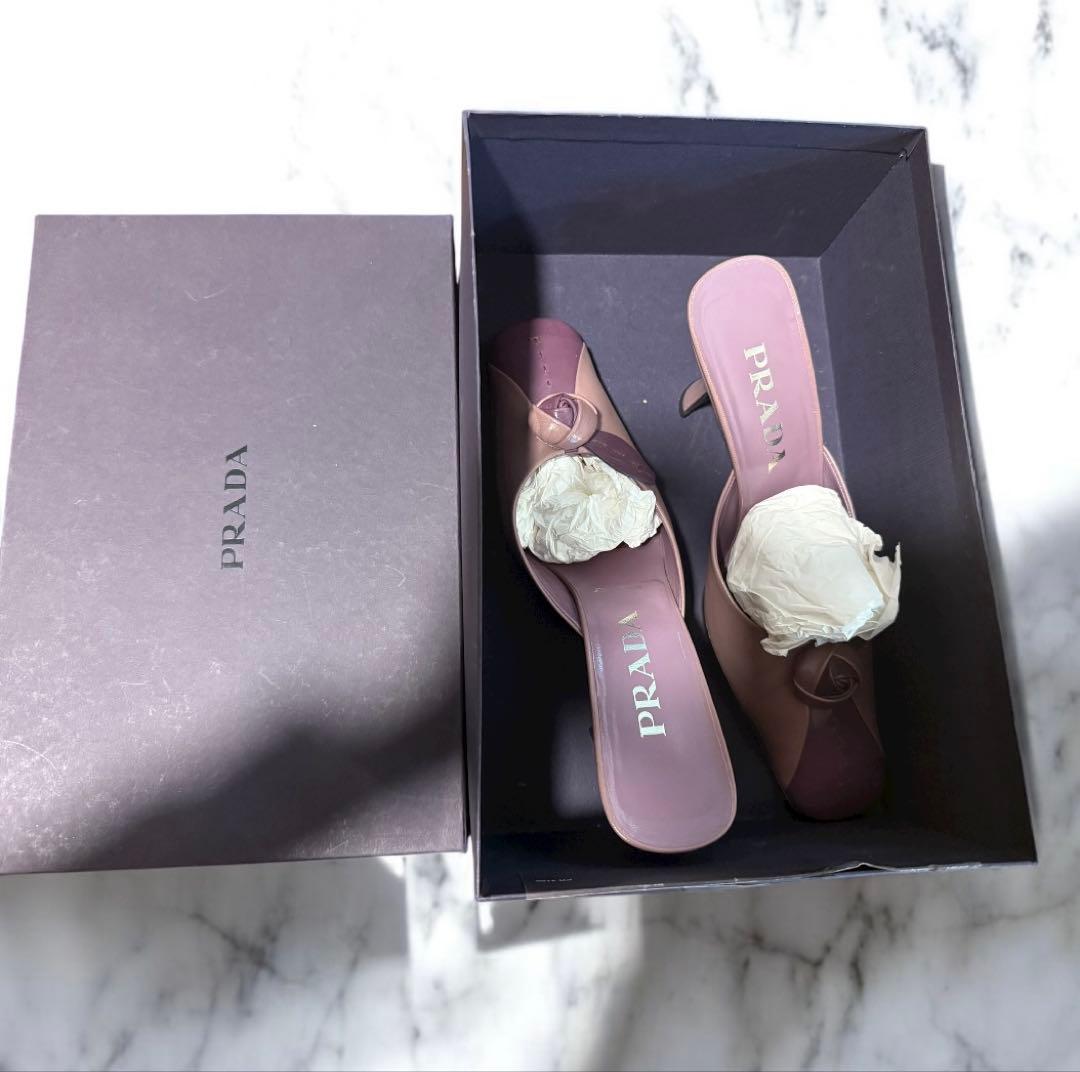 PRADAミュールサンダル パープル系 サイズ38 箱付き
