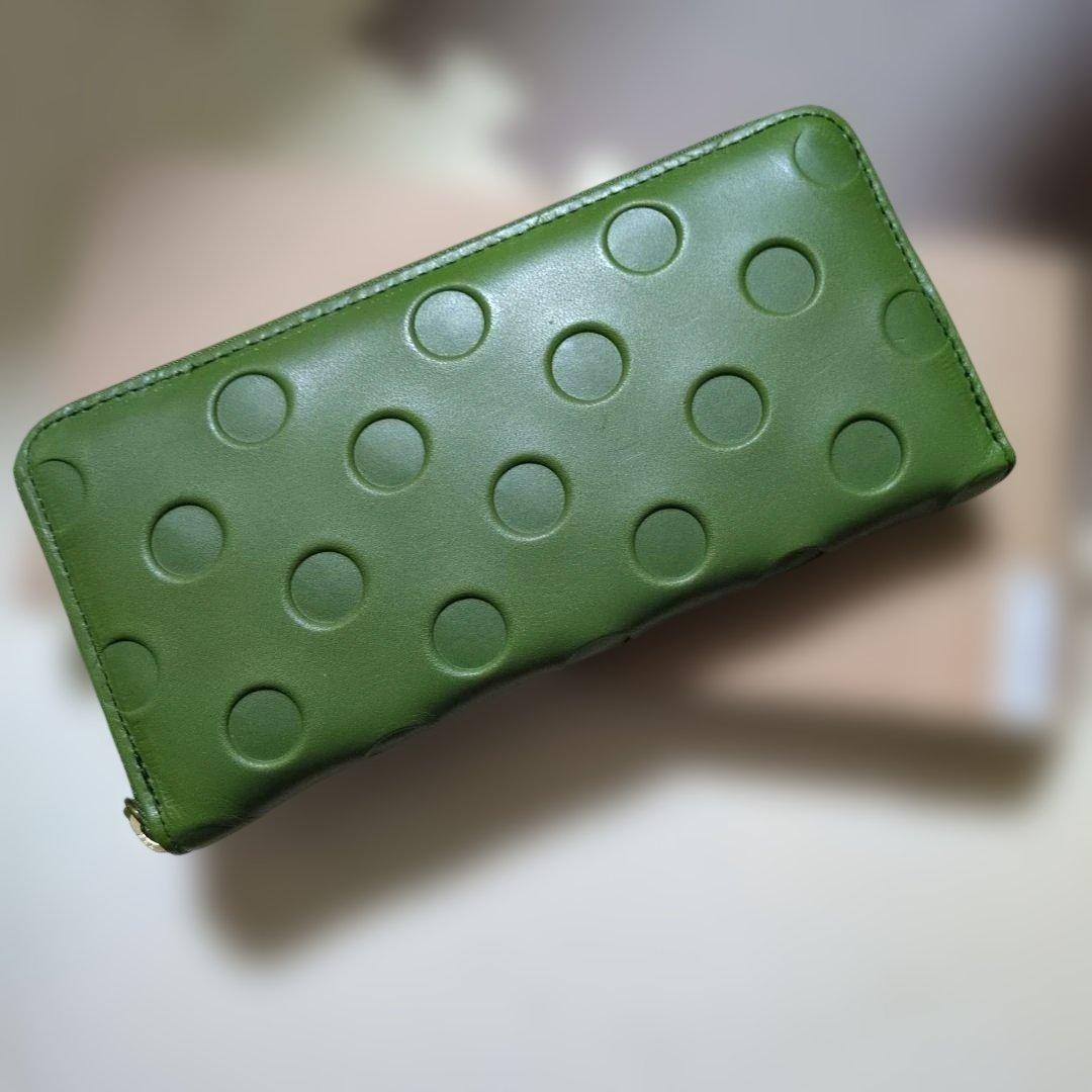 新品　未使用　ズッケロ　水玉　なが財布　本革　お財布 グリーン　コンパクト