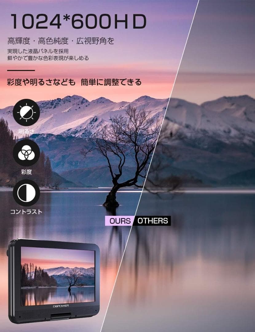 DEPOWNER 10.5インチ DVDプレーヤー 車載用ホルダー付き