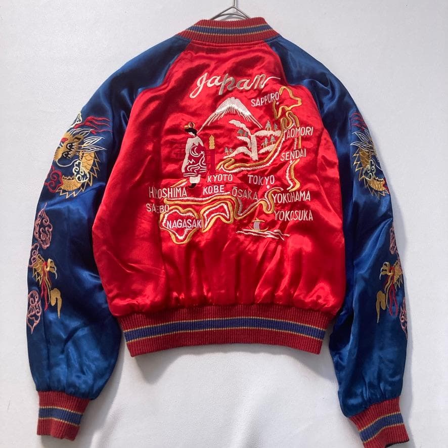 【希少】Switch　リバーシブル2WAYスカジャン 和柄刺繍 龍 虎 日本地図