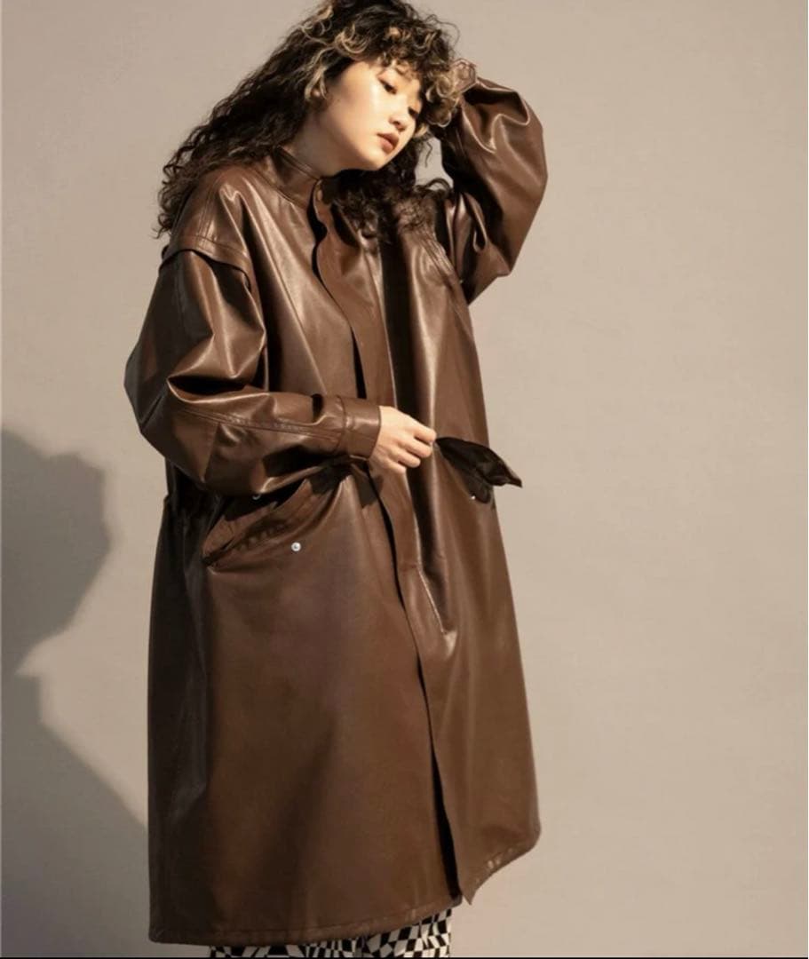 masion specialメゾンスペシャル2WAYレザーコートロングブラウン