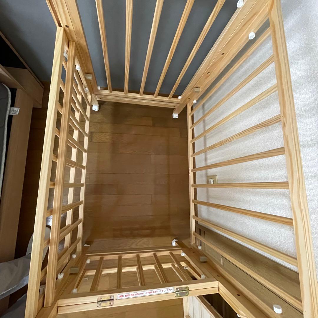 【超美品】yamatoya トール Wオープン ミニベビーベッド ナチュラル