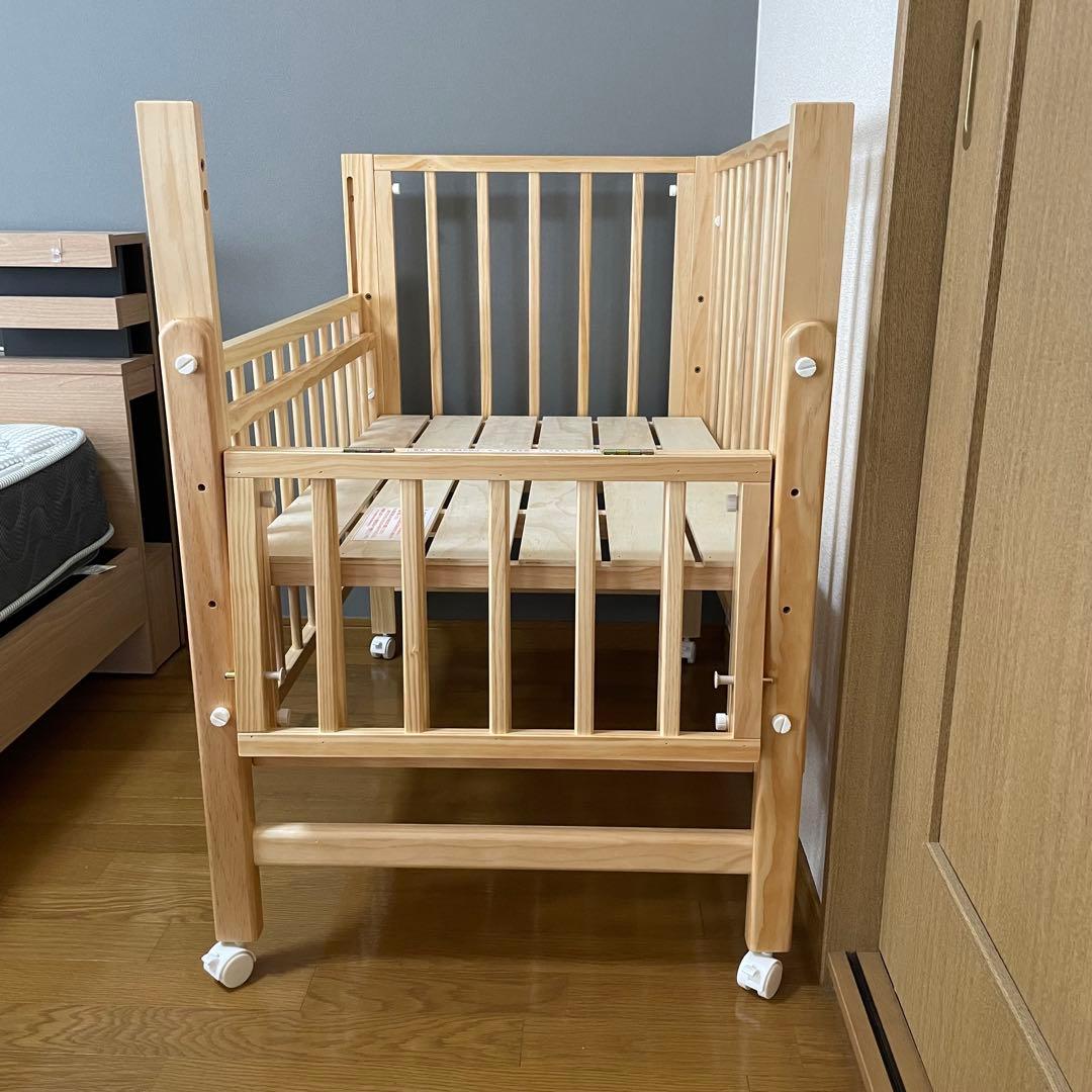 【超美品】yamatoya トール Wオープン ミニベビーベッド ナチュラル