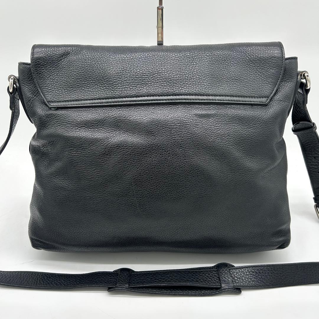 【美品】グッチ ソーホー メッセンジャーバッグ インターロッキング シボ革 黒