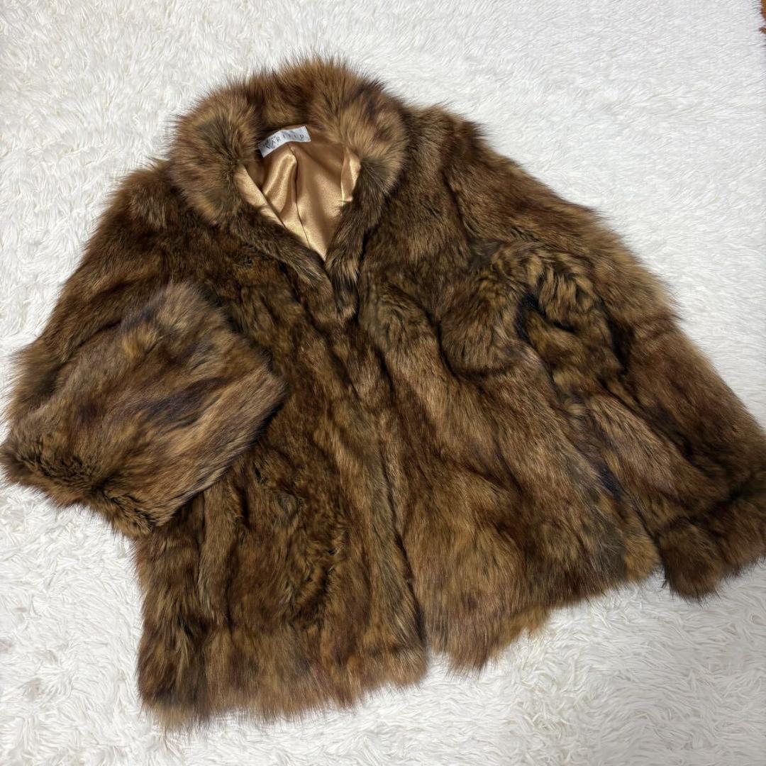 ブルーフォックス 染め 本毛皮 リアルファー ファーコート Fサイズ FOX