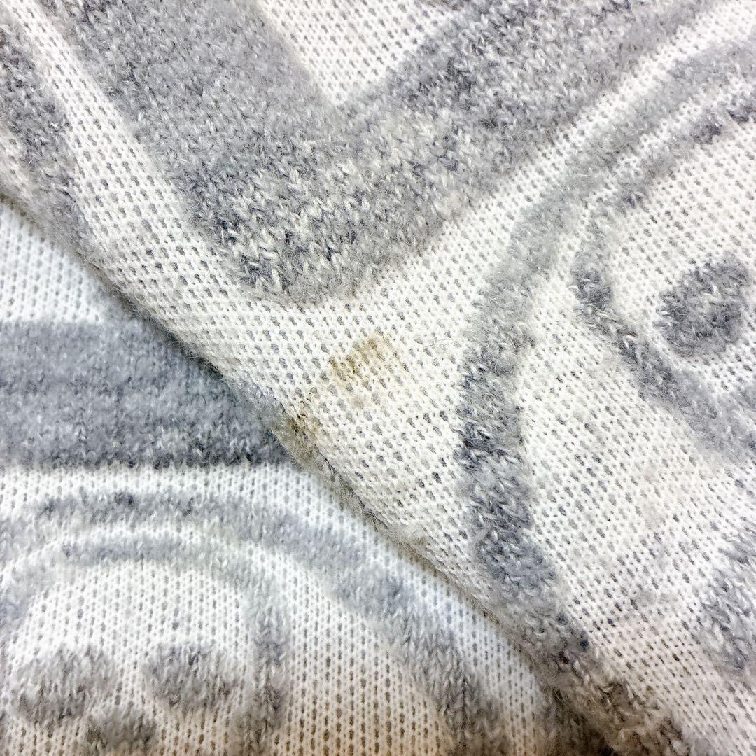 【マークアンドロナ】スカルデザイン ハーフジップセーター グレー