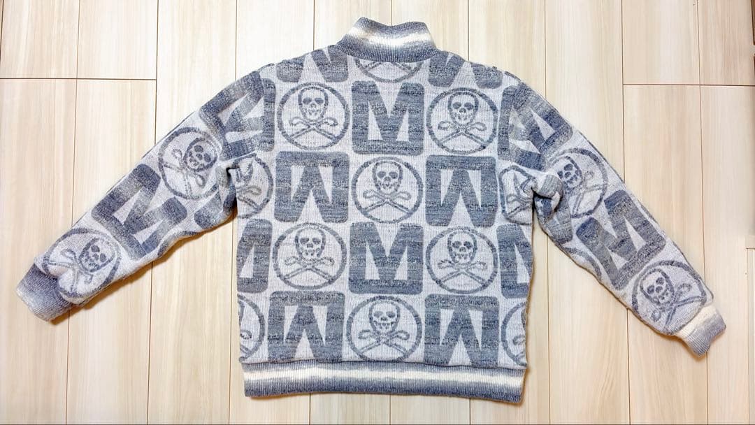 【マークアンドロナ】スカルデザイン ハーフジップセーター グレー