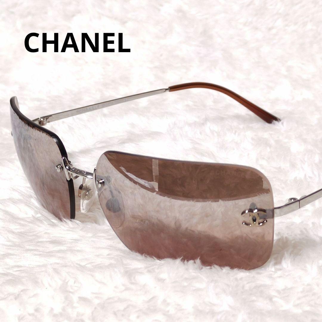 CHANEL リムレス サングラス ココマーク シルバーフレーム