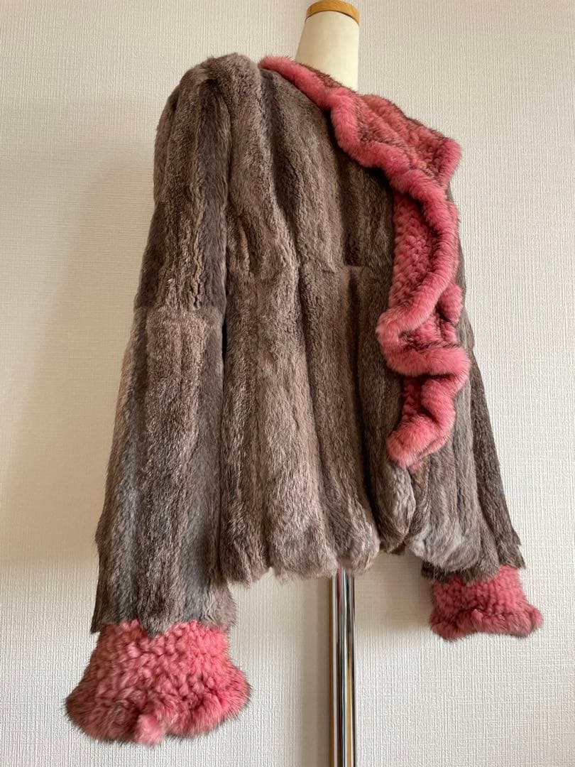 極美品 Mila Schon ラビット×ミンク ファージャケット ピンク袖口