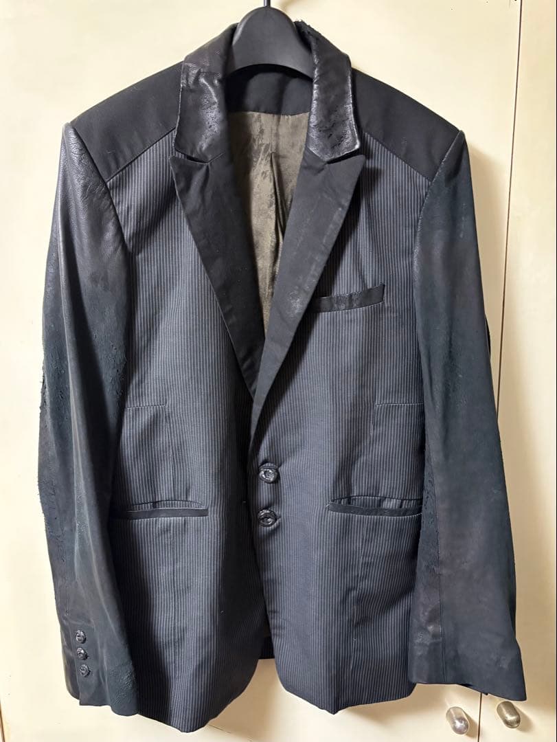 14thaddiction レザー切り替え　テーラードジャケット