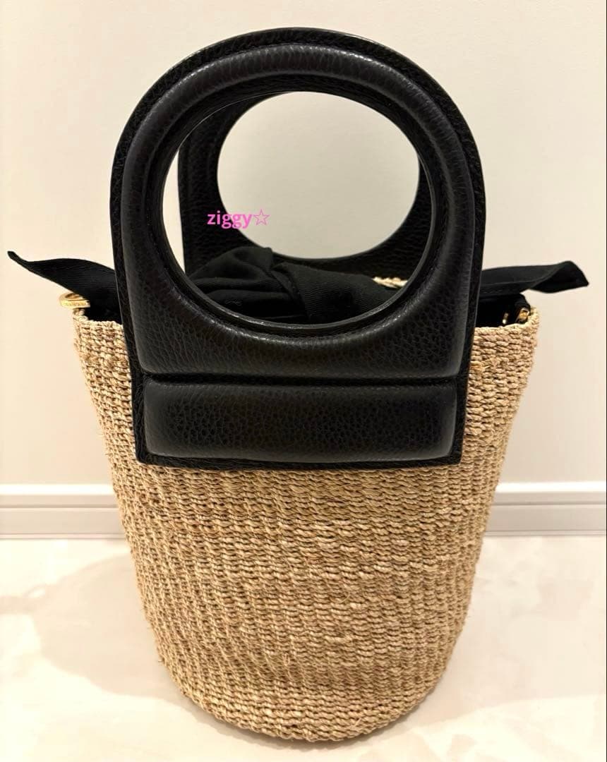 ヴィオラドーロ　かごバッグ　ショルダー　アバカ　牛革　2way