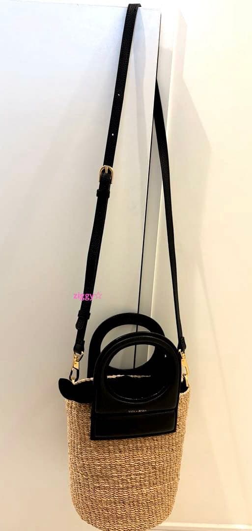 ヴィオラドーロ　かごバッグ　ショルダー　アバカ　牛革　2way