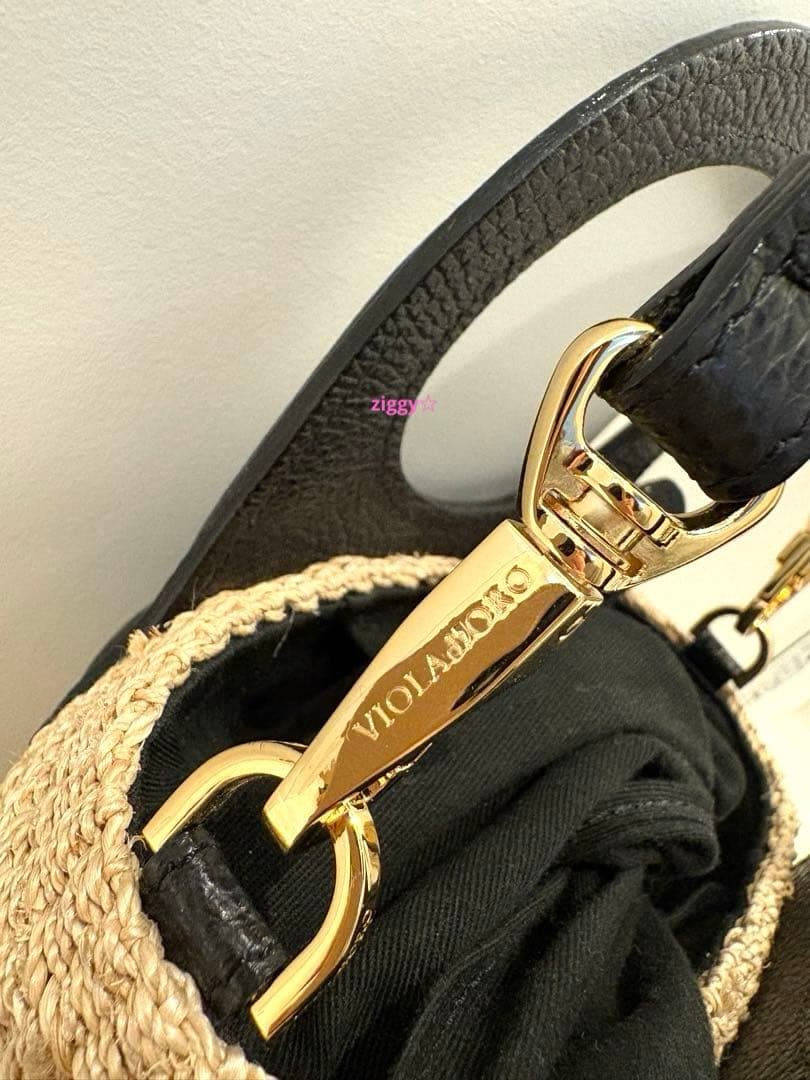 ヴィオラドーロ　かごバッグ　ショルダー　アバカ　牛革　2way