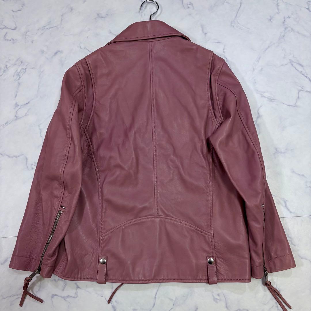 DIESEL ライダースジャケット レディース 本革 ラムレザー ピンク S
