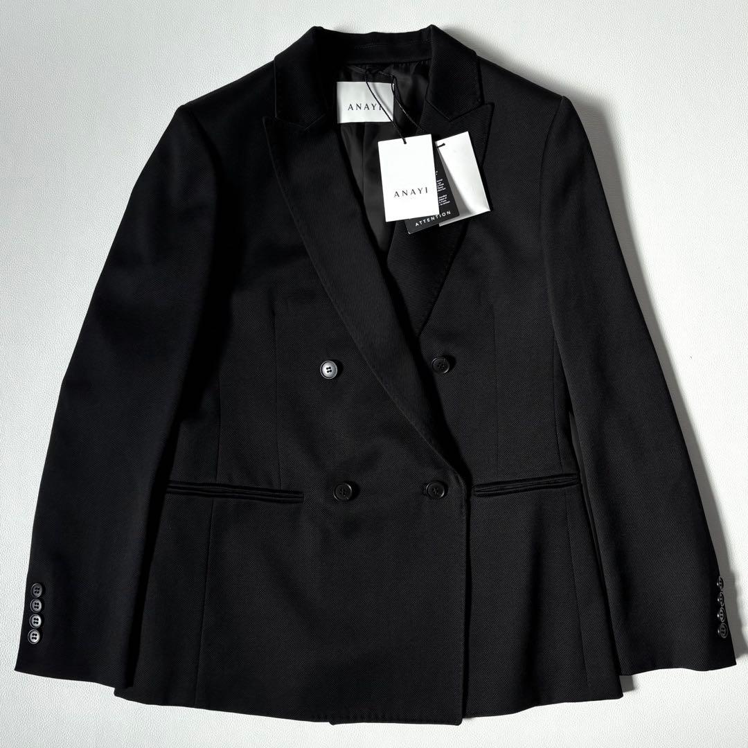 ANAYI アナイ ダブルジャケット 38 ブラック テーラードジャケット