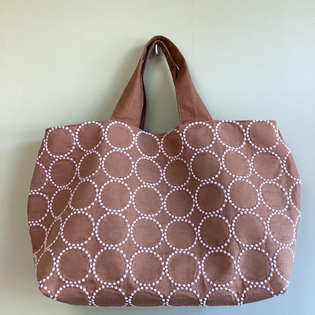 ミナペルホネンタンバリンブラウン　大きめトートバッグハンドメイド