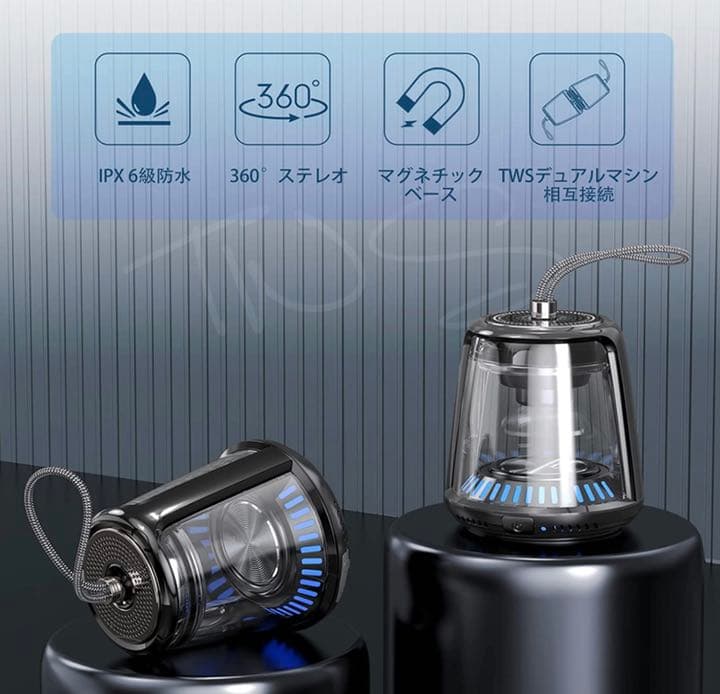 MiniスピーカーBluetooth 5.0/ポータブル＆運動6時間以上連続再生