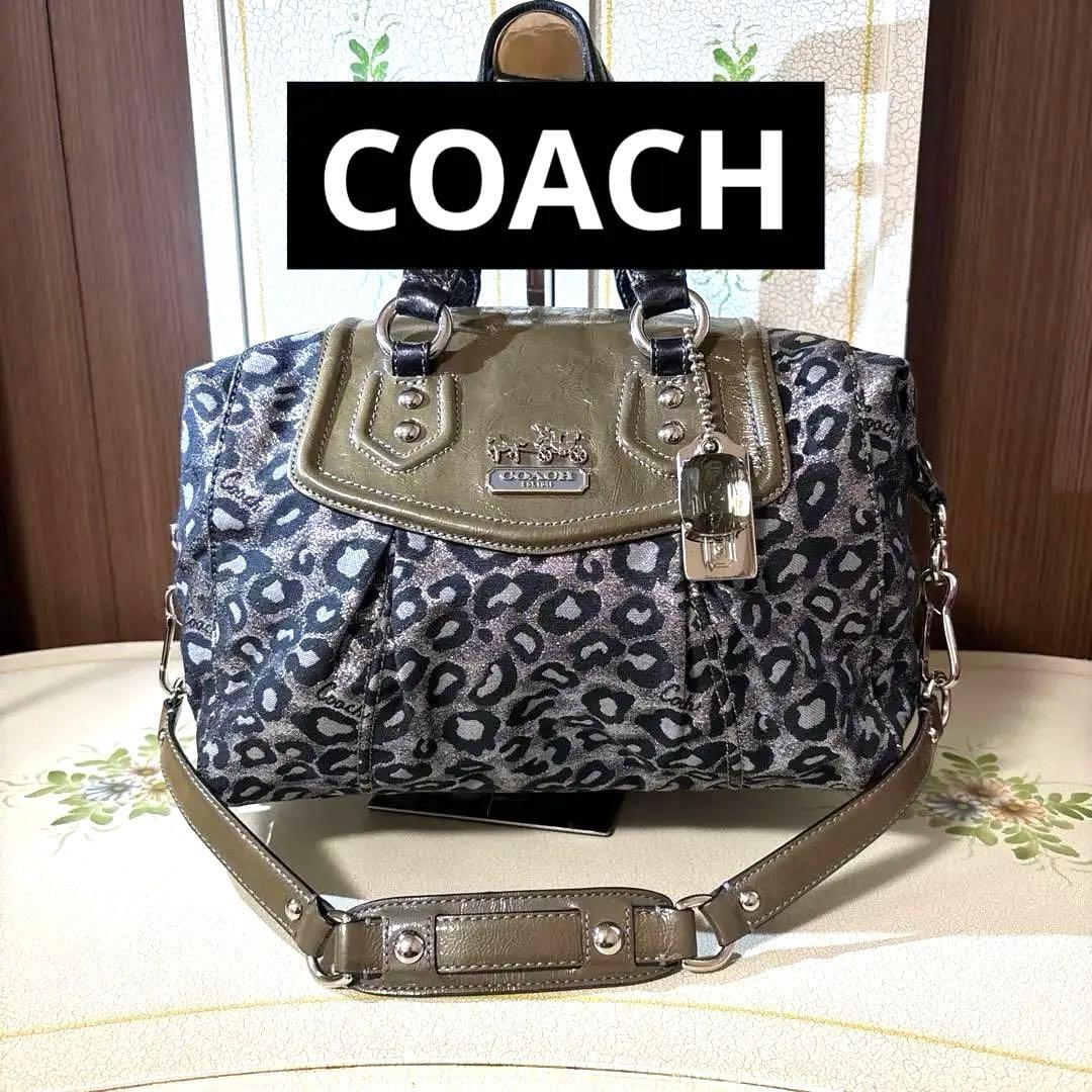 COACH 3WAY ハンドバッグ ショルダーバッグ レオパード柄