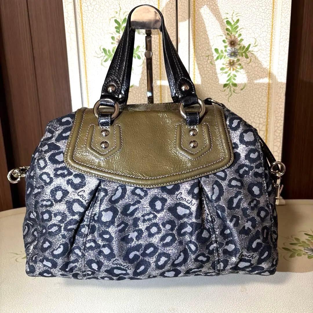 COACH 3WAY ハンドバッグ ショルダーバッグ レオパード柄