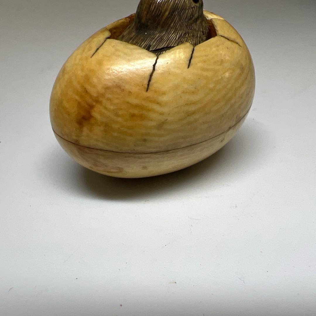 名工光廣在銘　極上ヒヨコからくり根付　32g 東Y8-0114☆2F