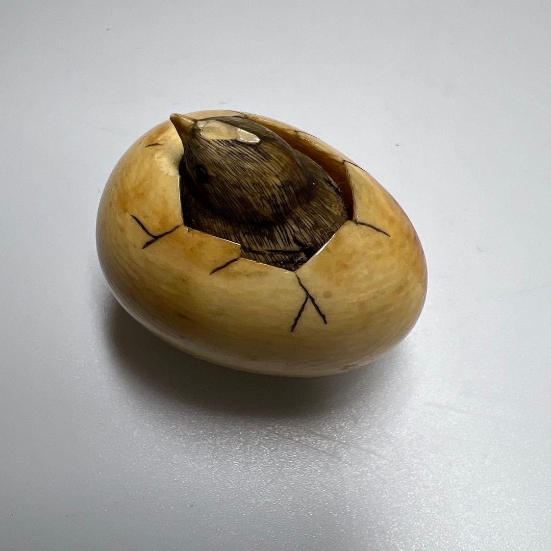 名工光廣在銘　極上ヒヨコからくり根付　32g 東Y8-0114☆2F