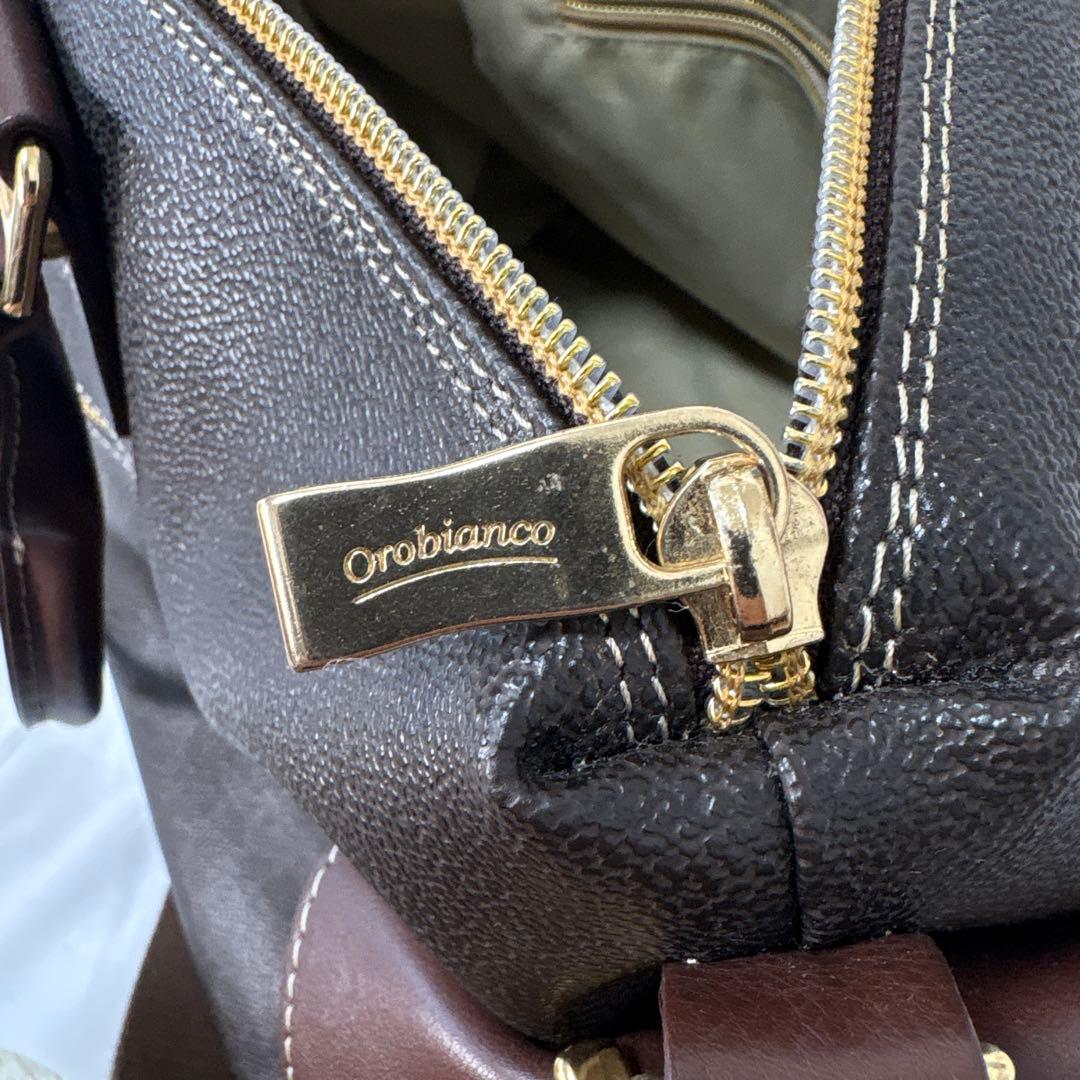 【2ウェイ】美品　オロビアンコ　ボストンバック　PVC 茶革　ゴールド金具