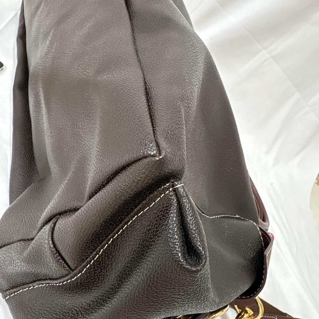 【2ウェイ】美品　オロビアンコ　ボストンバック　PVC 茶革　ゴールド金具