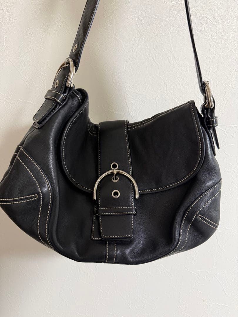 Y*♡様 茎わかめさん着用　ソーホー　レザーショルダーバッグ　ブラック　old