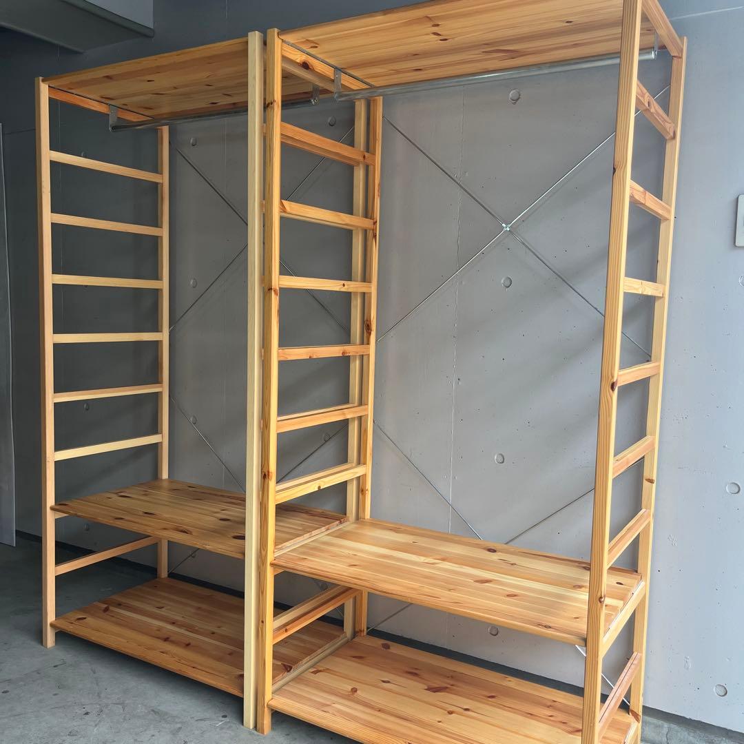 美品★無印 パイン材ユニットシェルフ・ワードローブ ２個セット