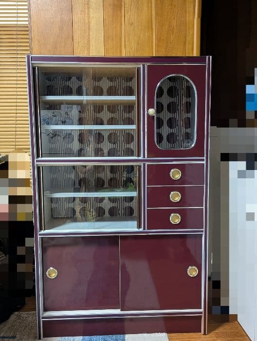 レトロポップ 食器棚 ガラス扉付き
