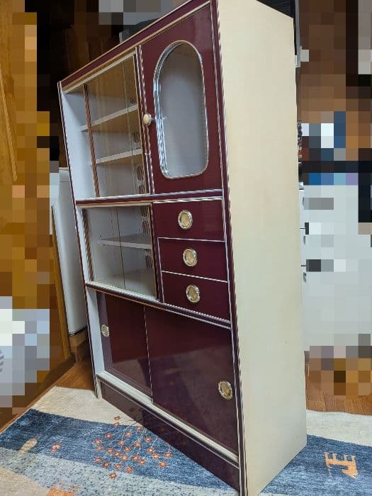 レトロポップ 食器棚 ガラス扉付き