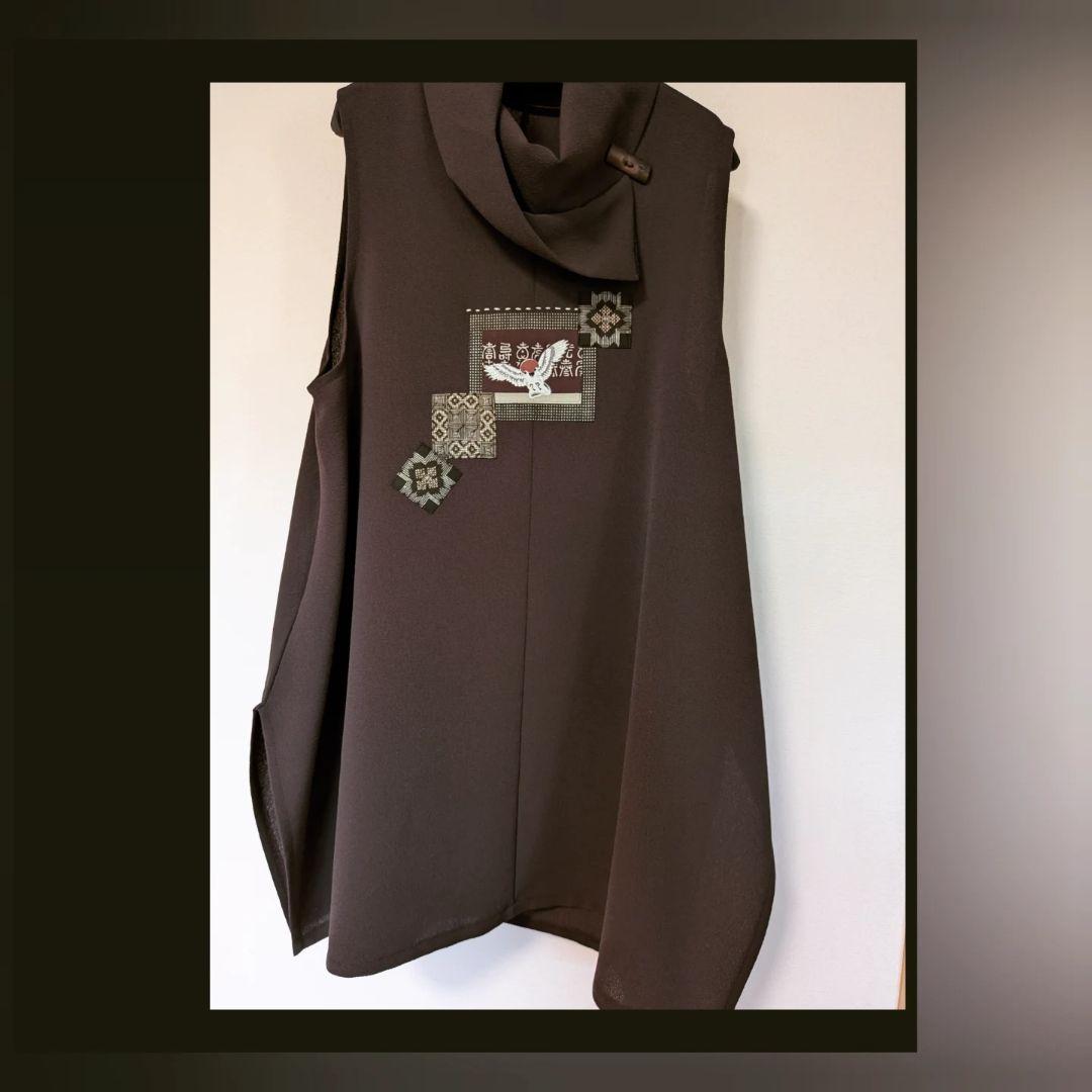 古布アレンジ♥丹後ちりめんベスト イレギュラーヘムライン