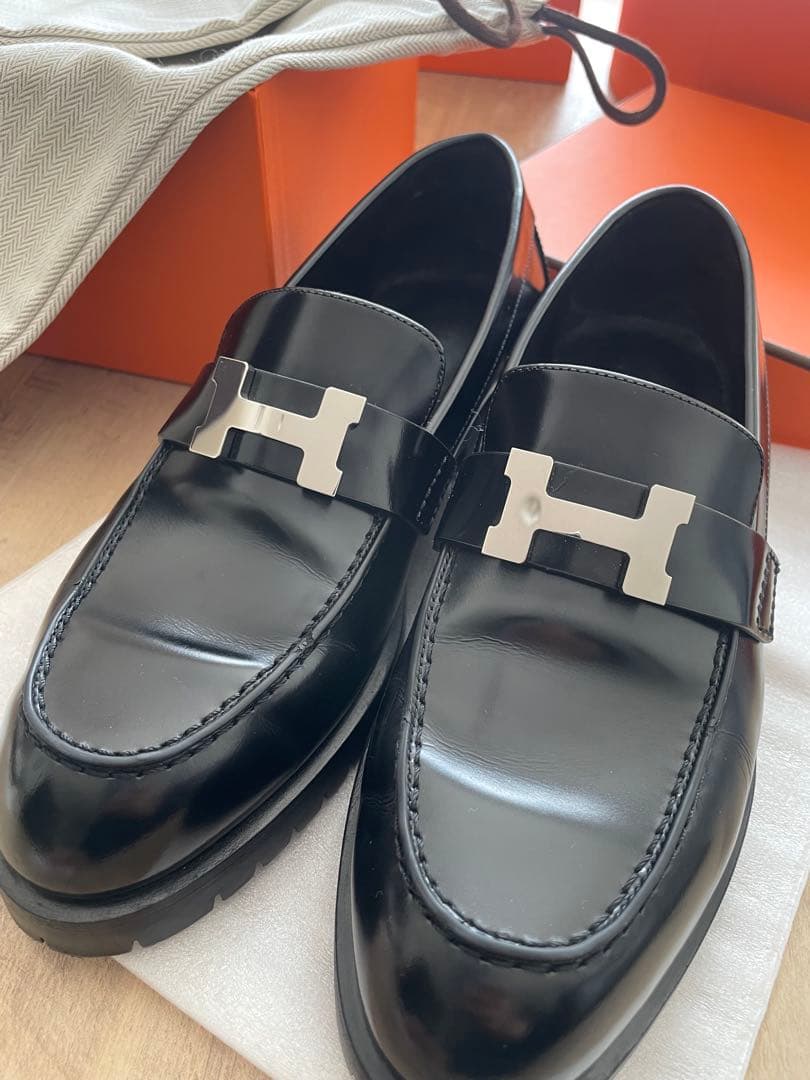 me　美品エルメス　ローファー フォーブル　36.5センチ　モカシン　厚底