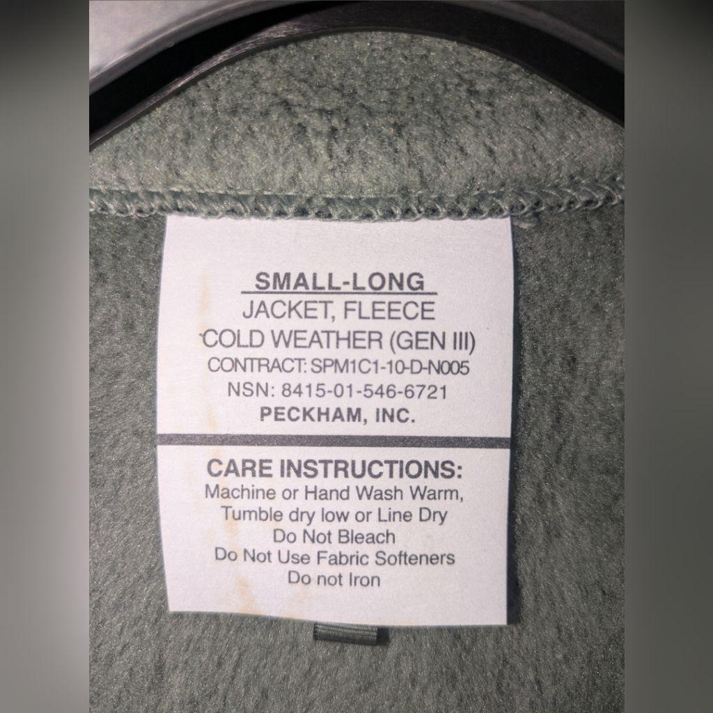米軍実物 ECWCS LEVEL3 フリース フォリッジ S-LONG