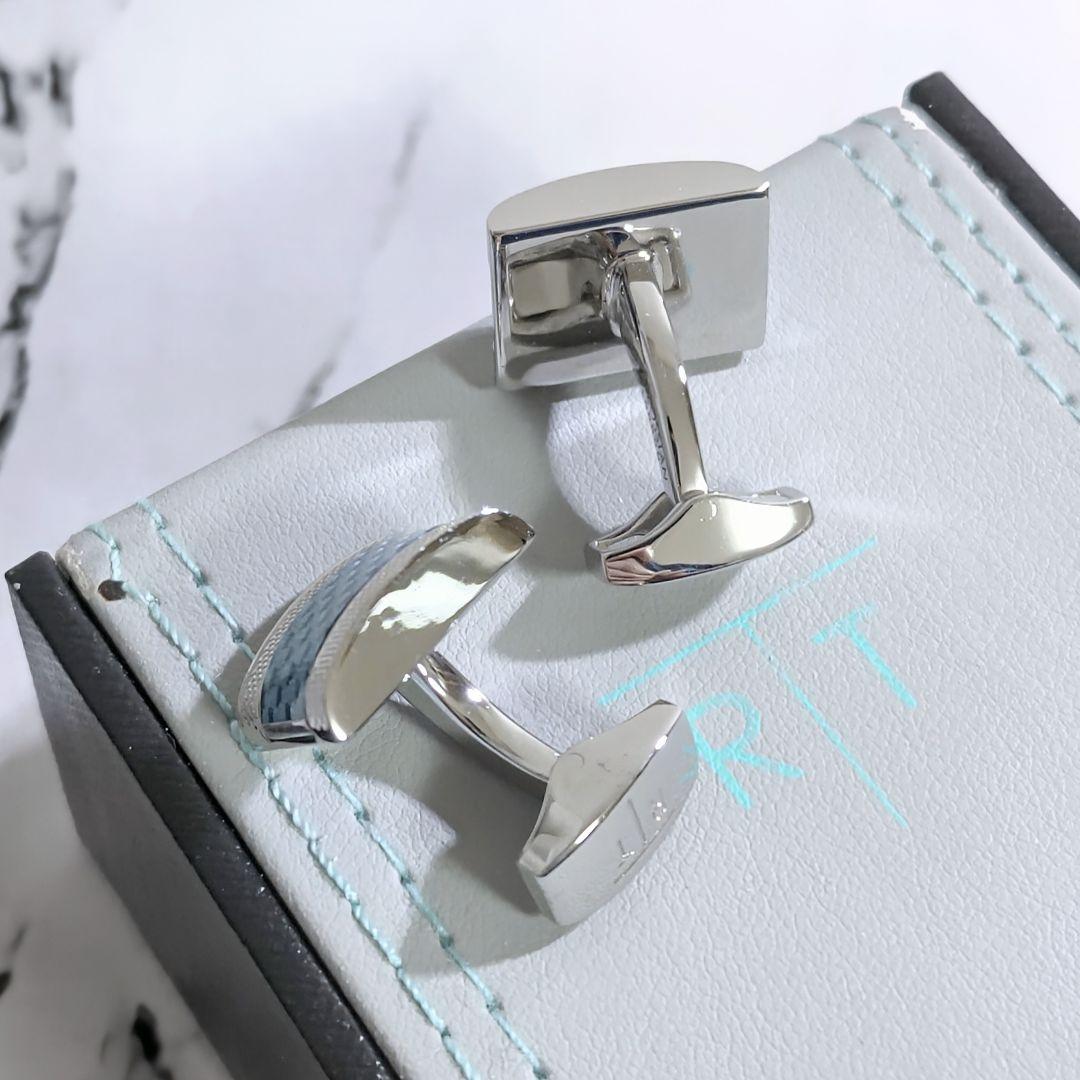 タテオシアンTATEOSSIANカーボンDシェイプカフス銀青シルバーカフリンクス