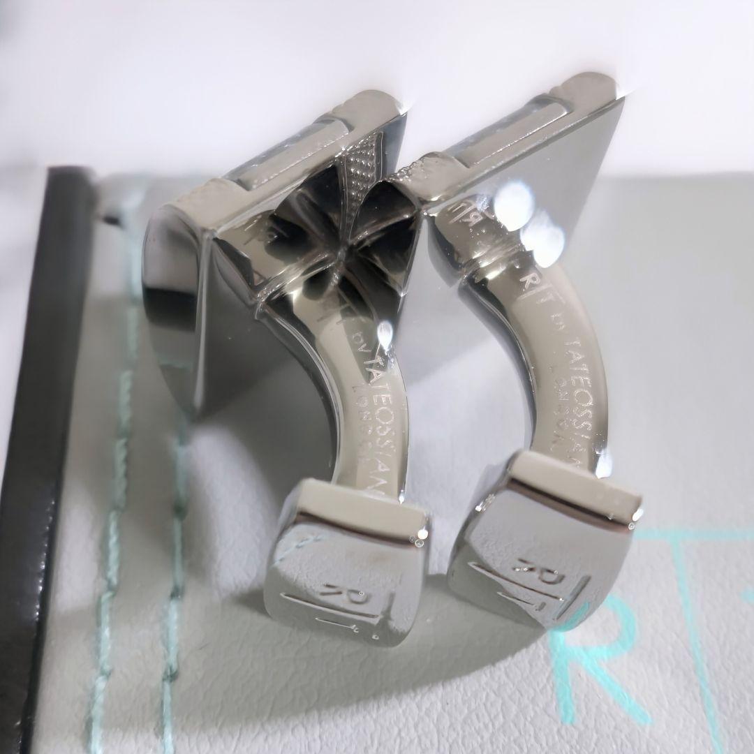 タテオシアンTATEOSSIANカーボンDシェイプカフス銀青シルバーカフリンクス