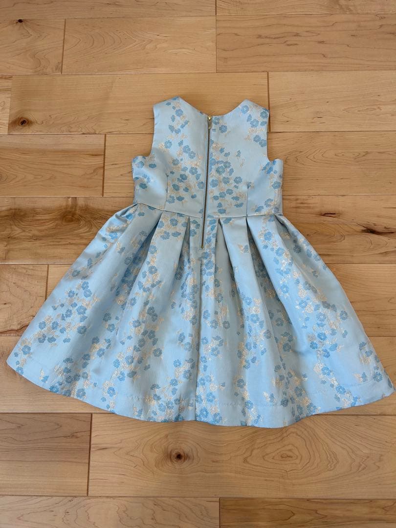 【kate spade】 水色 花柄 刺繍 リボンベルト ノースリーブワンピース