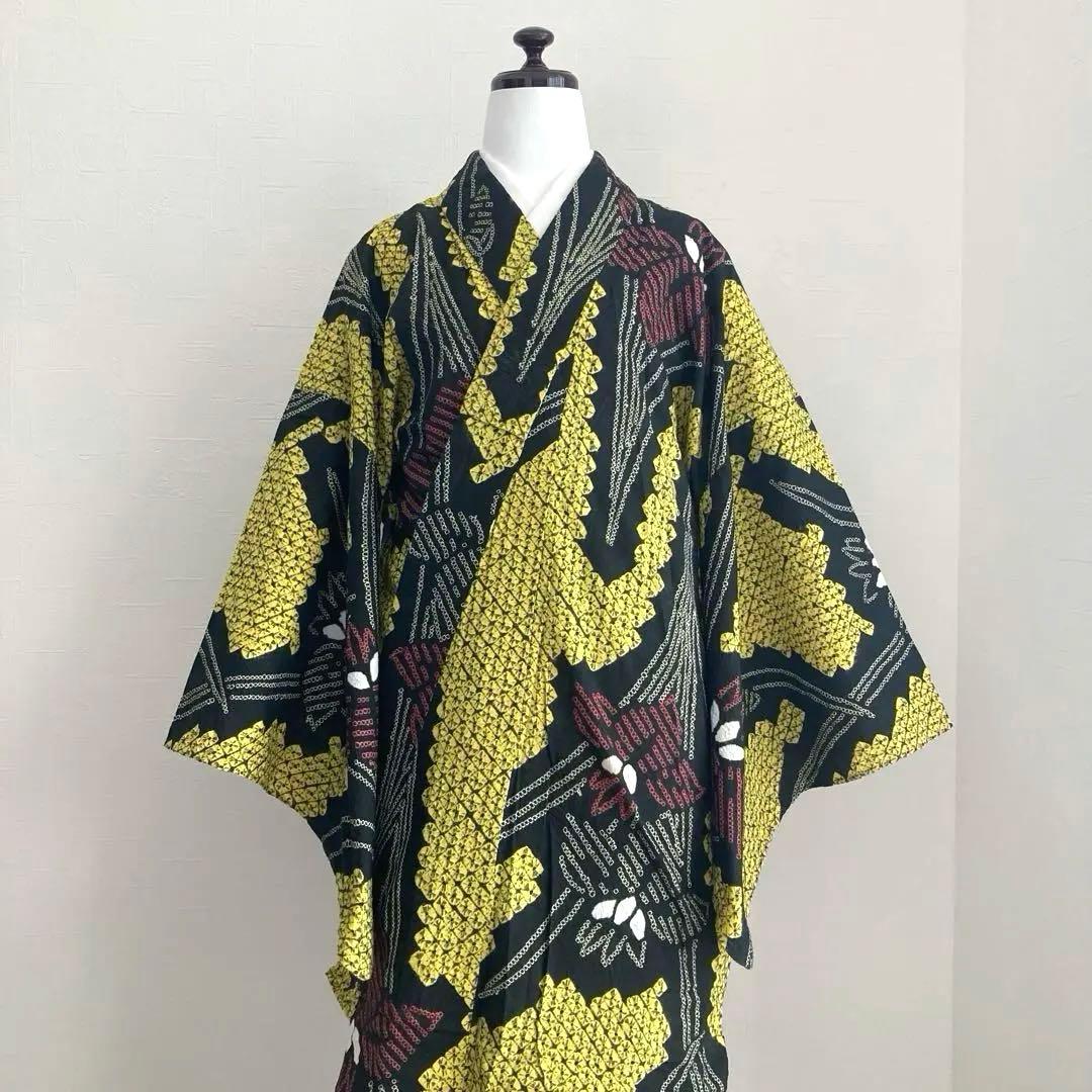 masami 有松絞り浴衣・蜘蛛絞り　菖蒲　身丈169・裄74No.-50