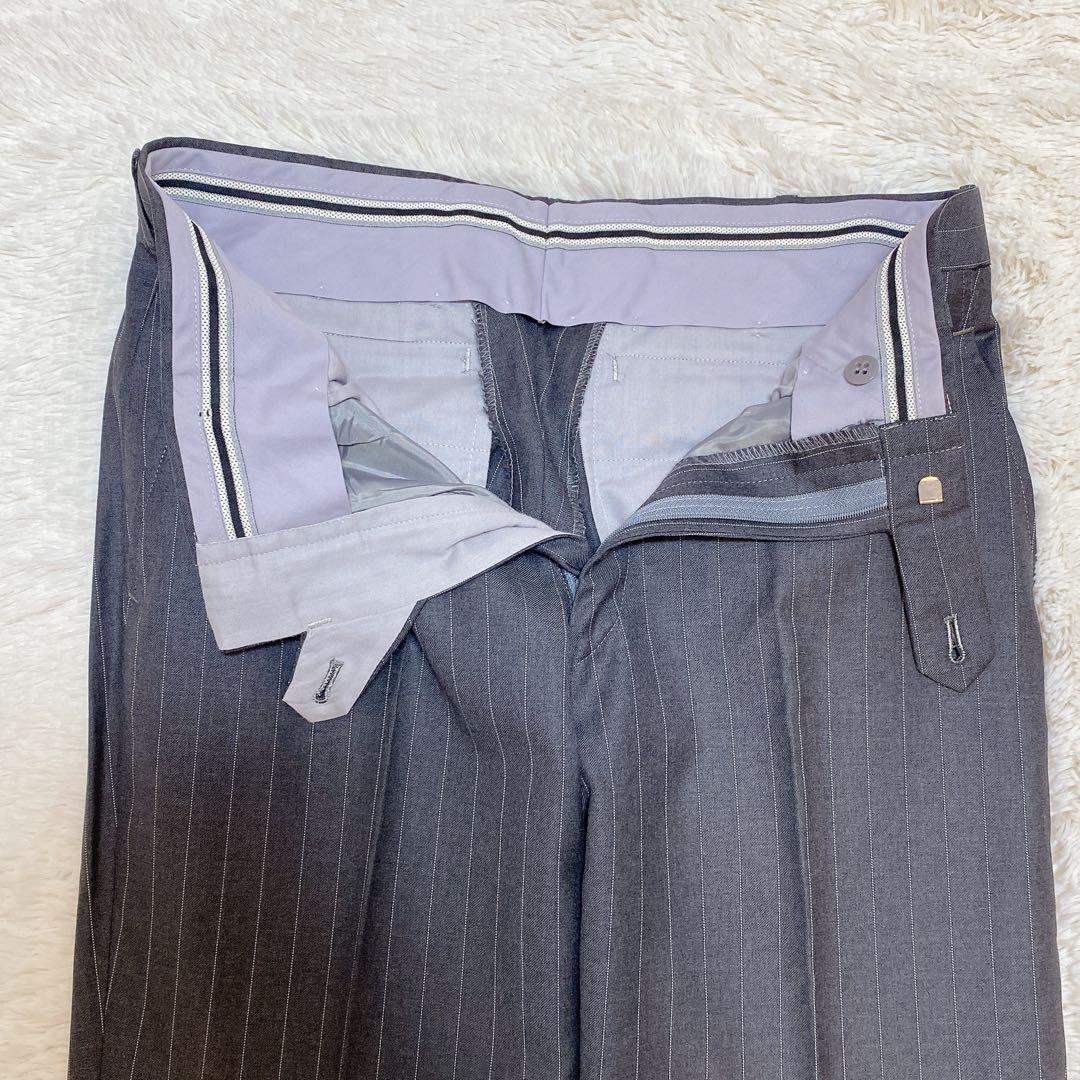 高級生地✨ロロピアーナ　オーダースーツ　セットアップ　ストライプ　L相当　グレー